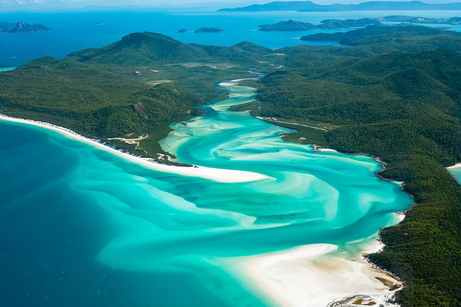 A scenic flight over Whitsunday Island