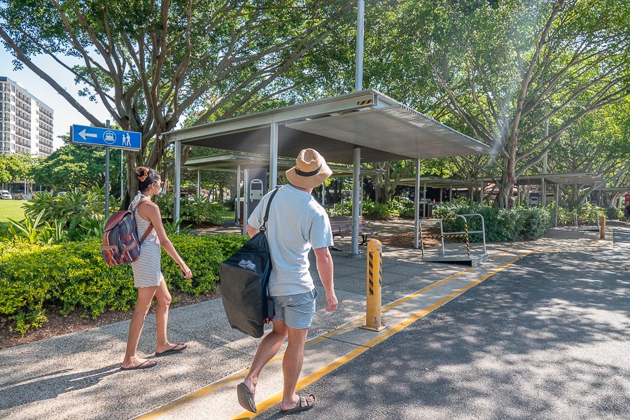 couple walking around the city streets of cairns