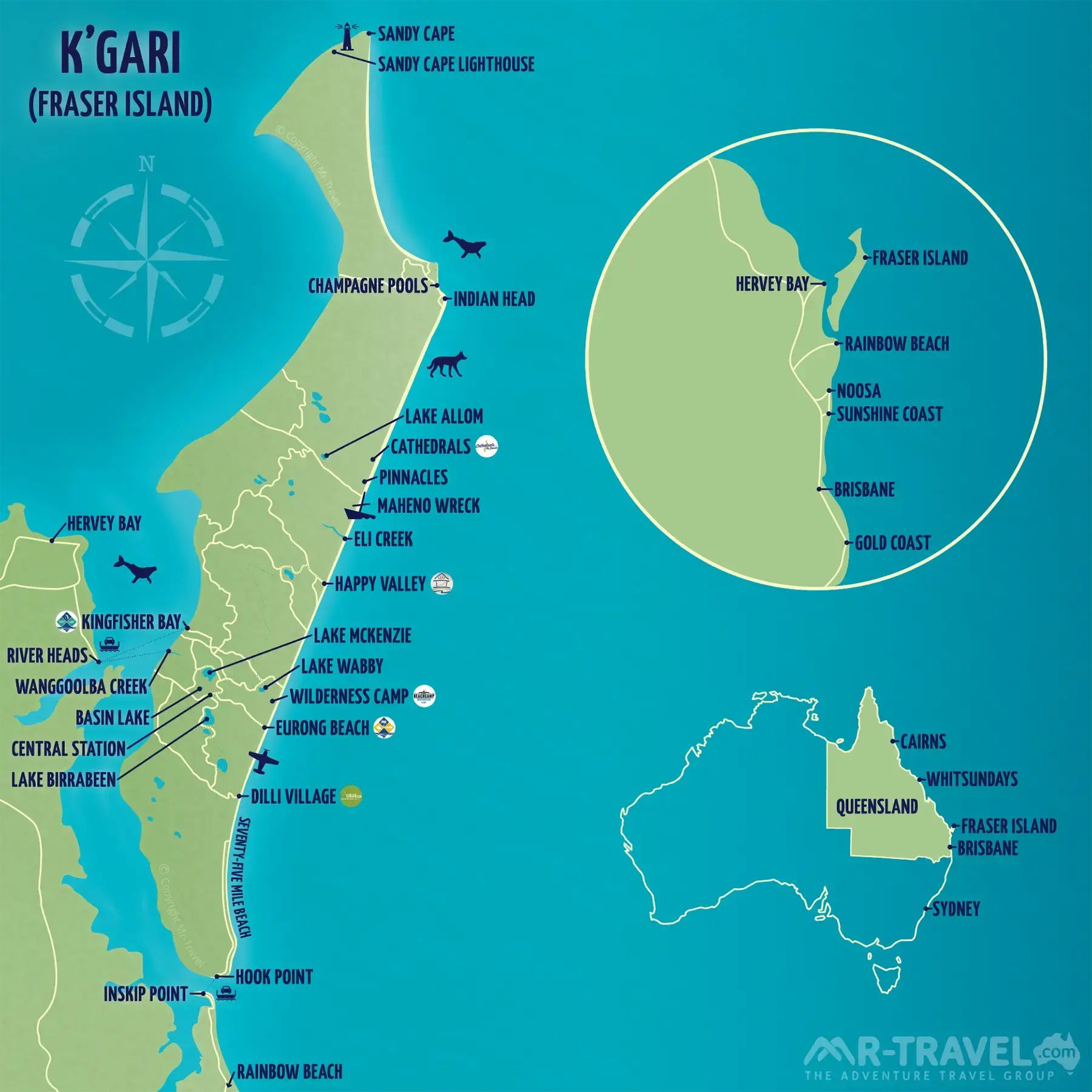 map of kgari fraser island fraser tours