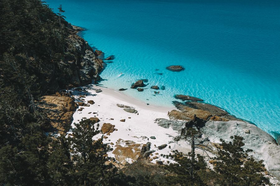 whitsunday islands scenery with beaches and forest