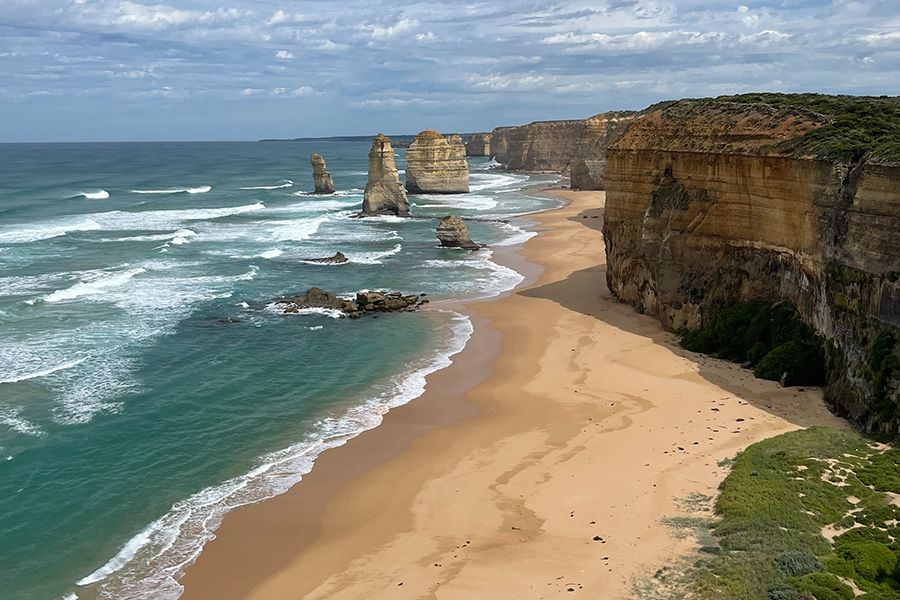 Limestone sea stacks of an ocean shore