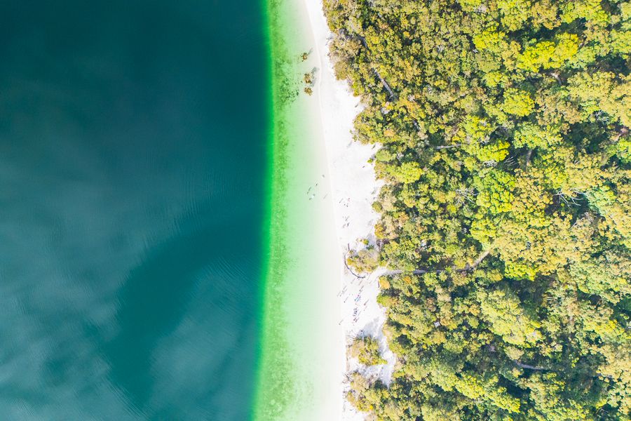 Birds eye view of multi coloured ocean water
