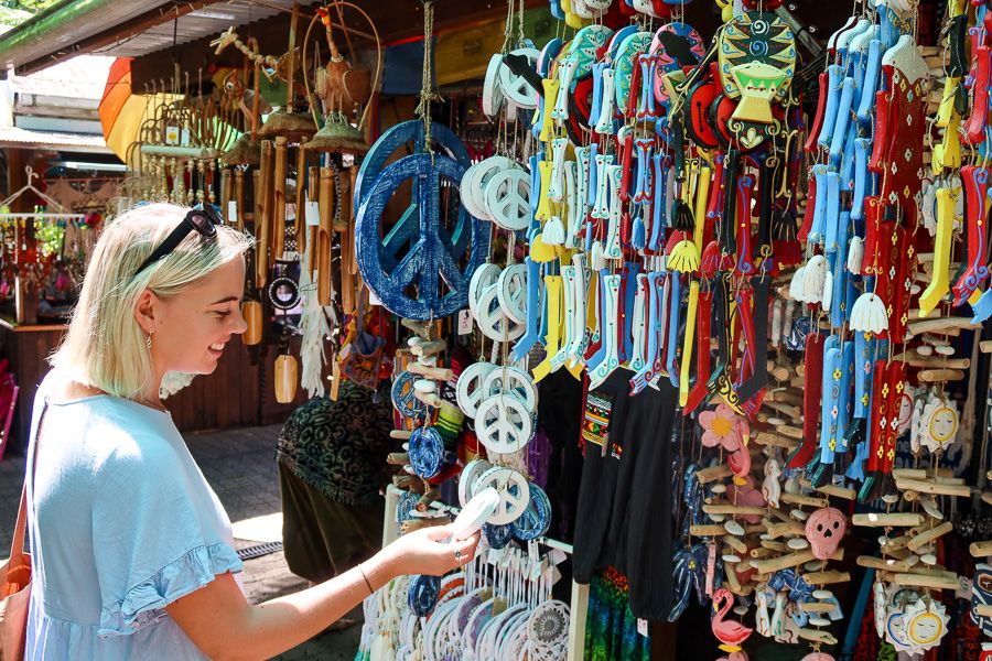 A girl browsing through the markets in Kuranda