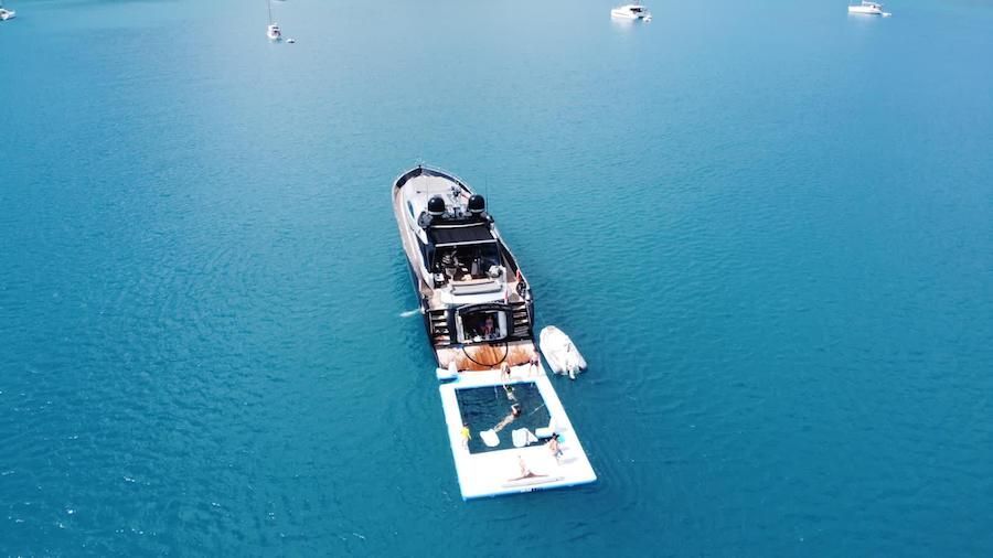 Murcielago Superyacht aerial view of murcielago superyacht and water toys