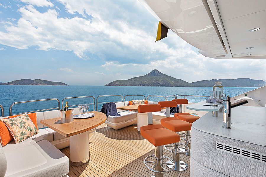 Rascal Superyacht outdoor seating area on rascal superyacht whitsundays