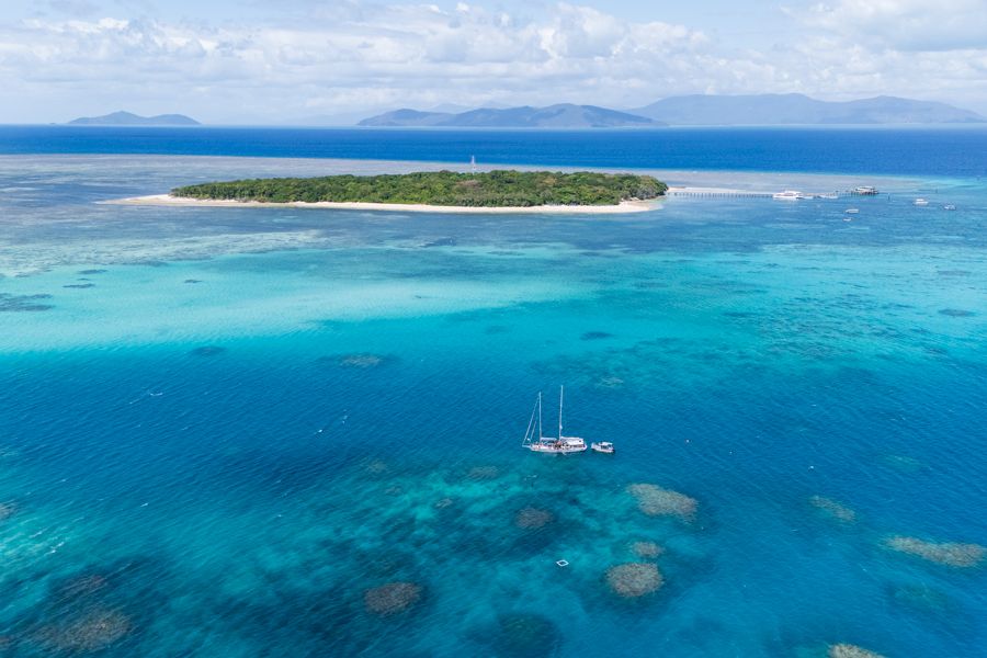 Green Island Great Barrier Reef aerial view of green island and great barrier reef near cairns