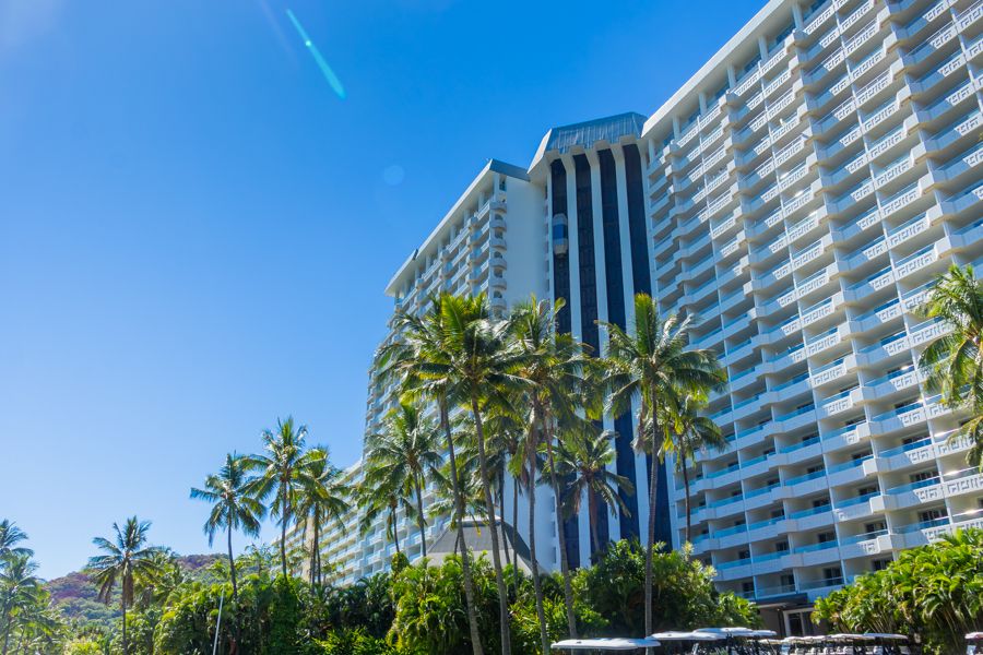 Hamilton Island Hotel hotel with palm trees on hamilton island whitsundays