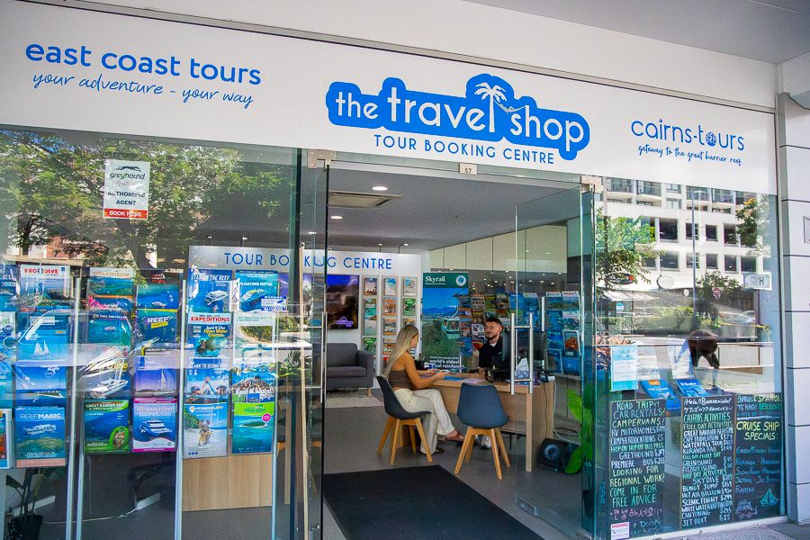 Work In Cairns the front of a travel agency shop called The Travel Shop