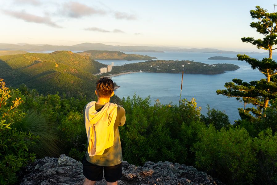 man admiring views from a hamilton island lookout