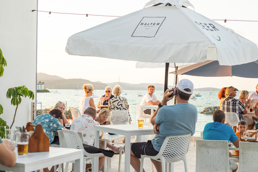 Food and drink overlooking the sea from the Whitsunday Sailing Club