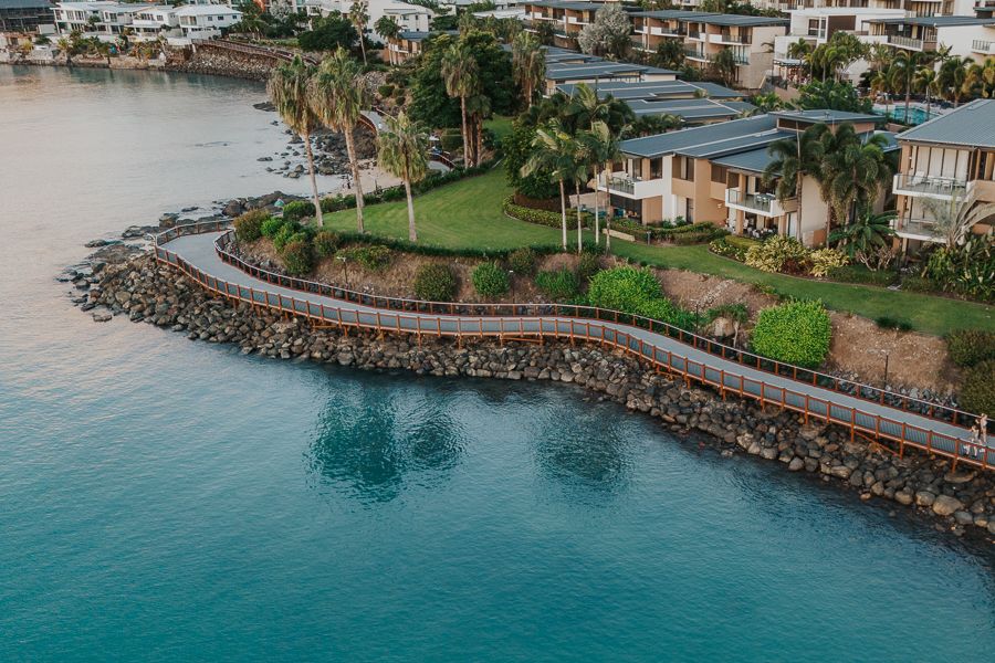 Boardwalk Airlie Beach A drone shot of the boardwalk in Airlie Beach