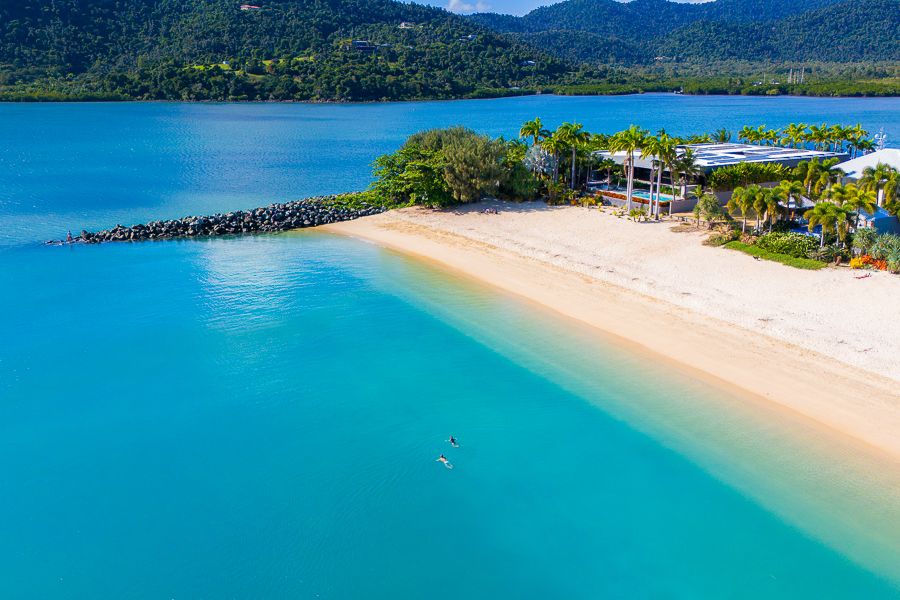 Boathaven Beach a drone shot of boathaven beach in airlie beach