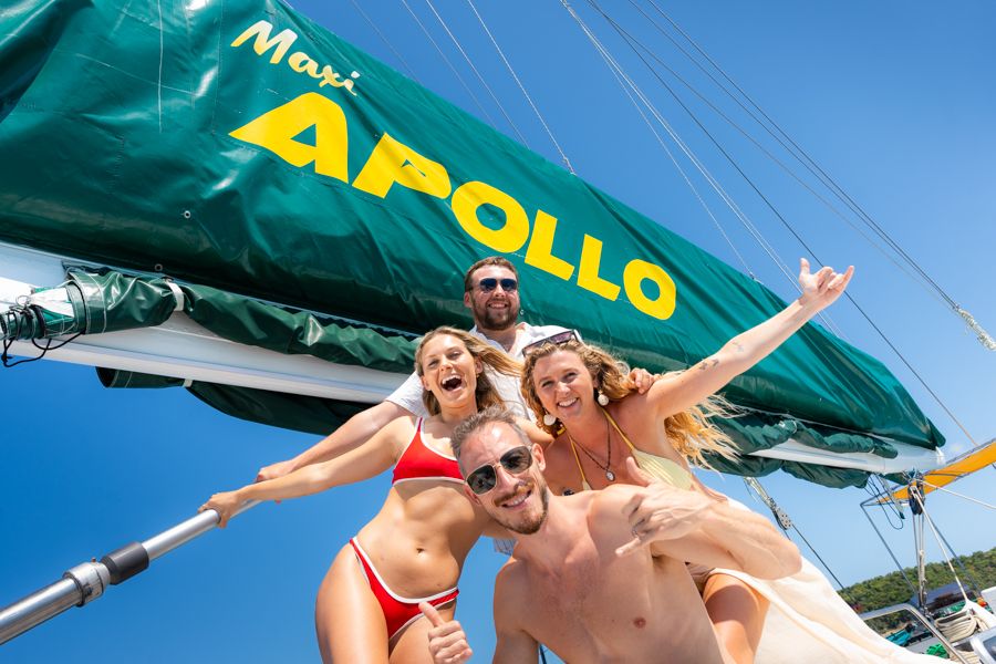 Backpackers on board Apollo in the Whitsundays