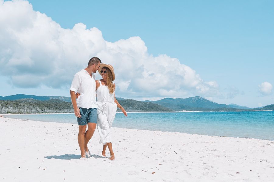 Couple on Whitehaven Beach, Whitsundays