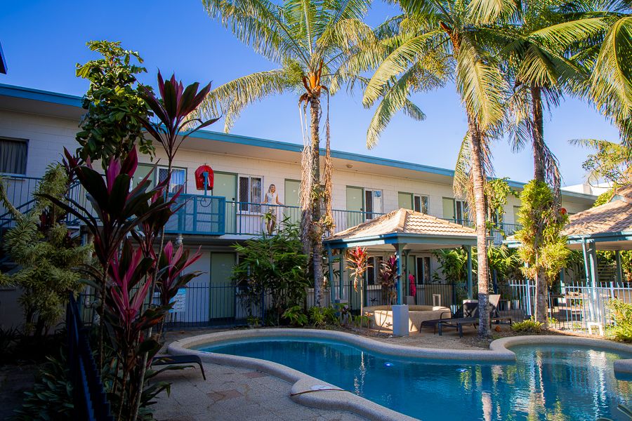 Hostels Cairns The outdoor area of a hostel located in Cairns